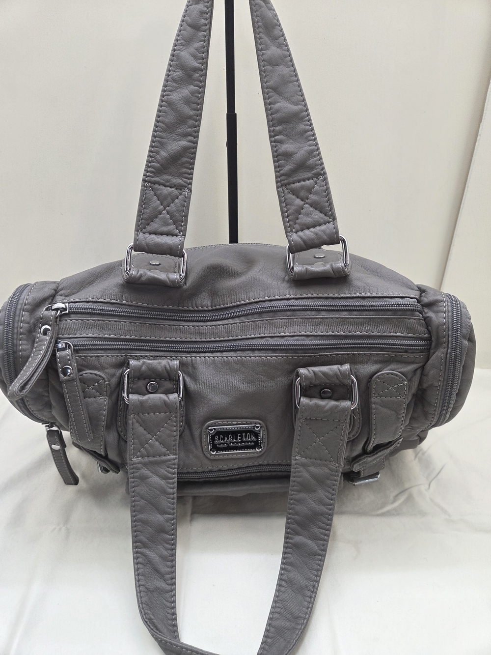 Scarleton Los Angeles Gray Large Tote | Dual Zip | Multi‑Compartment Work Bag - Picture 4 of 10